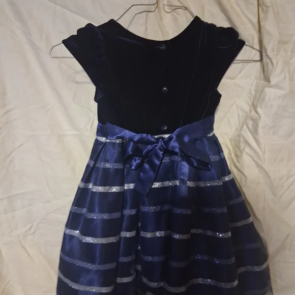 Jona Michelle Navy and Black Striped Kids Dress - Picture 2 of 2